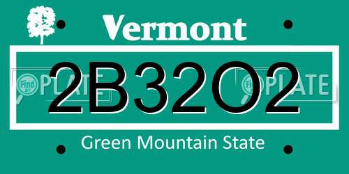 2B32O2 Vermont License Plate