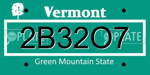2B32O7 Vermont License Plate