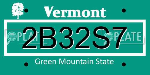 2B32S7 Vermont License Plate