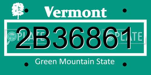 2B36861 Vermont License Plate