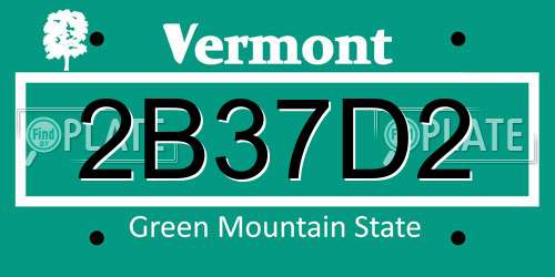 2B37D2 Vermont License Plate