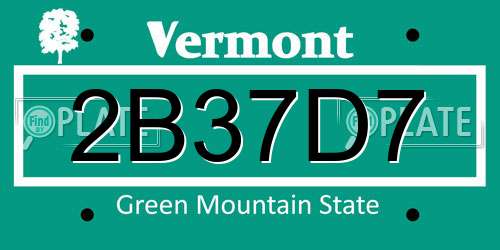 2B37D7 Vermont License Plate