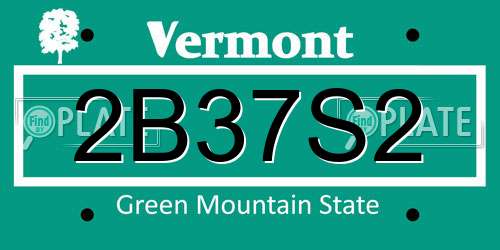 2B37S2 Vermont License Plate