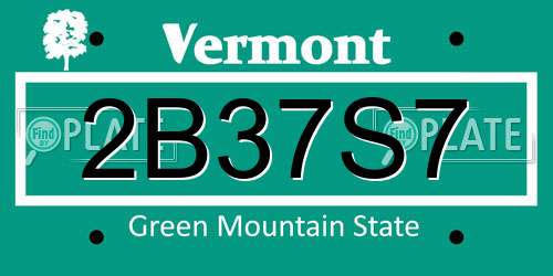2B37S7 Vermont License Plate
