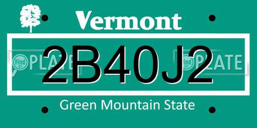 2B40J2 Vermont License Plate