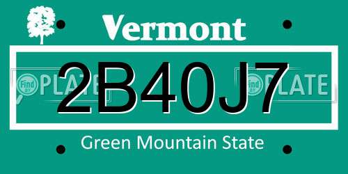 2B40J7 Vermont License Plate