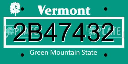 2B47432 Vermont License Plate