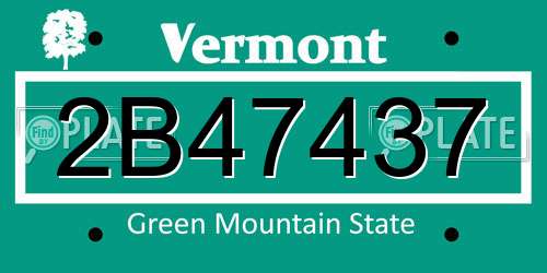 2B47437 Vermont License Plate