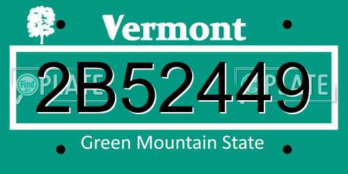 2B52449 Vermont License Plate