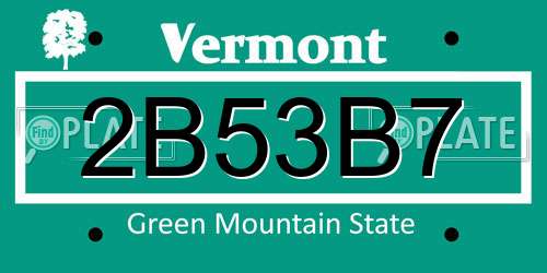 2B53B7 Vermont License Plate