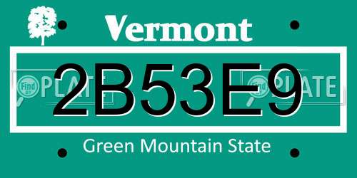2B53E9 Vermont License Plate