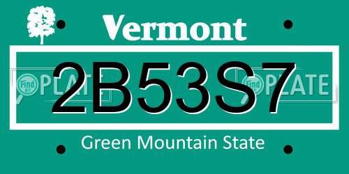 2B53S7 Vermont License Plate
