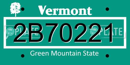 2B70221 Vermont License Plate