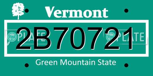 2B70721 Vermont License Plate