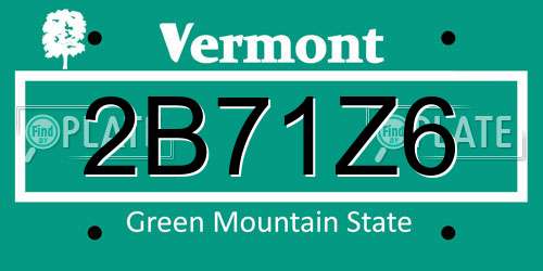 2B71Z6 Vermont License Plate