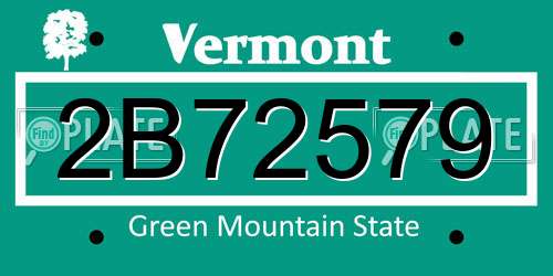 2B72579 Vermont License Plate