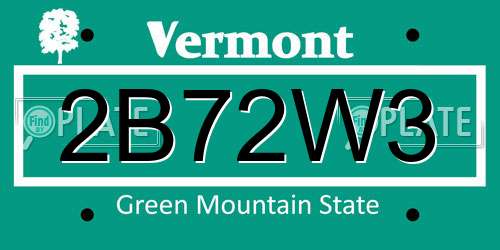2B72W3 Vermont License Plate