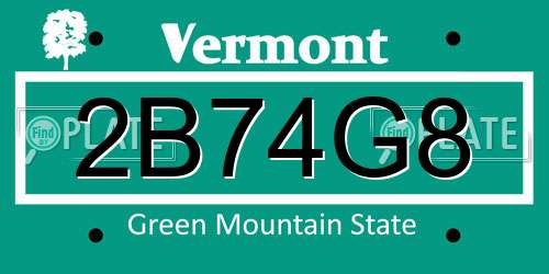 2B74G8 Vermont License Plate