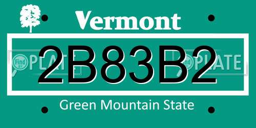 2B83B2 Vermont License Plate