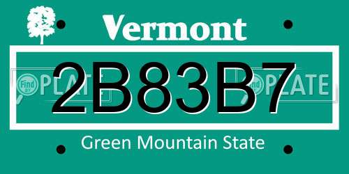 2B83B7 Vermont License Plate