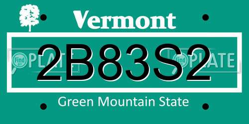 2B83S2 Vermont License Plate