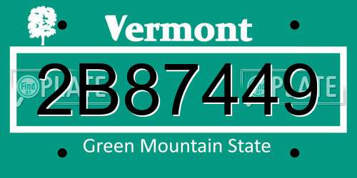2B87449 Vermont License Plate