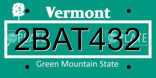 2BAT432 Vermont License Plate