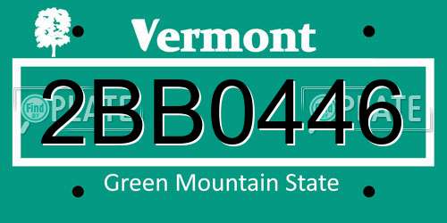 2BB0446 Vermont License Plate