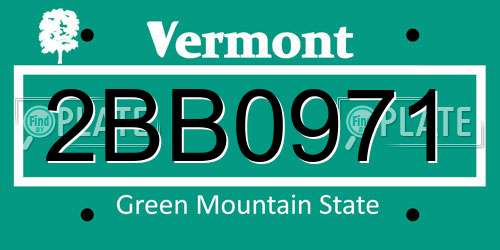 2BB0971 Vermont License Plate