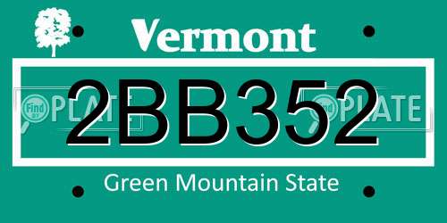 2BB352 Vermont License Plate