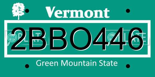 2BBO446 Vermont License Plate