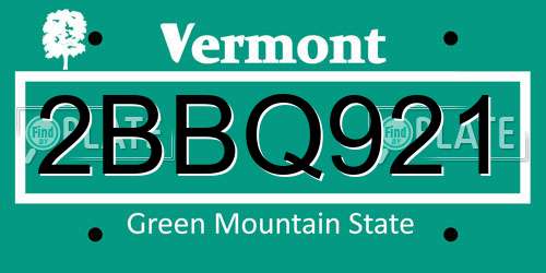 2BBQ921 Vermont License Plate