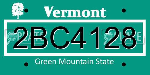 2BC4128 Vermont License Plate