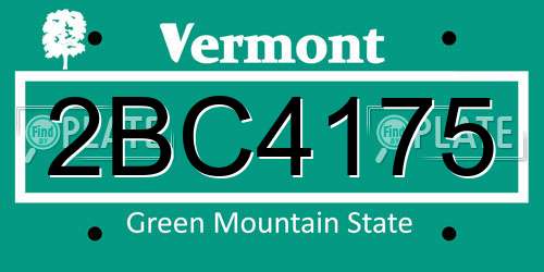 2BC4175 Vermont License Plate