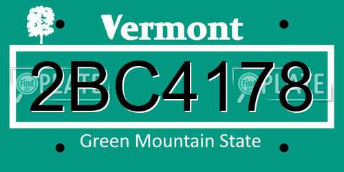 2BC4178 Vermont License Plate
