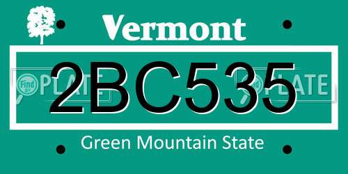 2BC535 Vermont License Plate