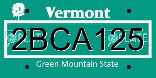 2BCA125 Vermont License Plate