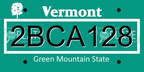 2BCA128 Vermont License Plate