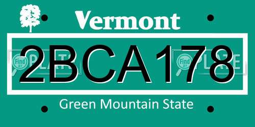 2BCA178 Vermont License Plate