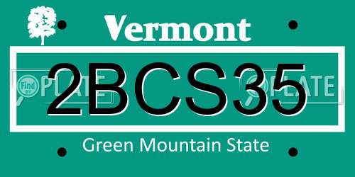 2BCS35 Vermont License Plate