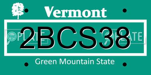 2BCS38 Vermont License Plate