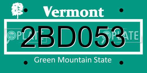 2BD053 Vermont License Plate