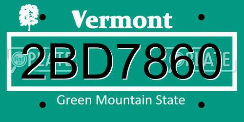 2BD7860 Vermont License Plate