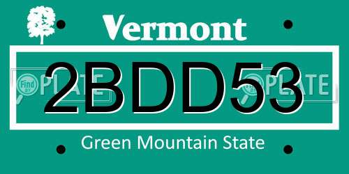 2BDD53 Vermont License Plate