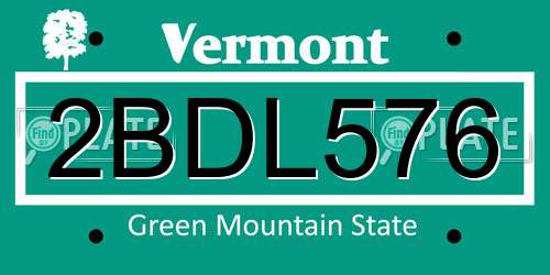 2BDL576 Vermont License Plate
