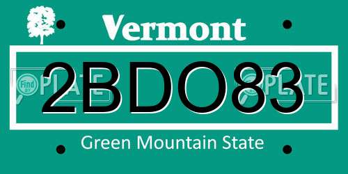 2BDO83 Vermont License Plate
