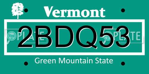 2BDQ53 Vermont License Plate