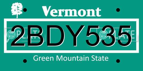 2BDY535 Vermont License Plate