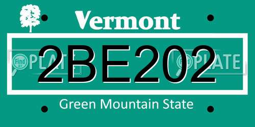 2BE202 Vermont License Plate