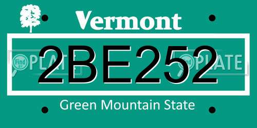 2BE252 Vermont License Plate